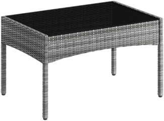 STEELSØN 'Thalora' Gartentisch, grau-meliert/anthrazit, 39x41x71 cm, aus Polyrattan mit Glasplatte