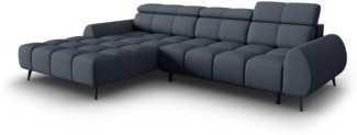 Micadoni Ecksofa Alyse 5-Sitzer Strukturierter Stoff Dunkelblau Links