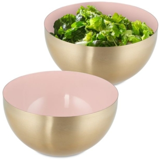 2 x Salatschüssel Edelstahl rosa/gold