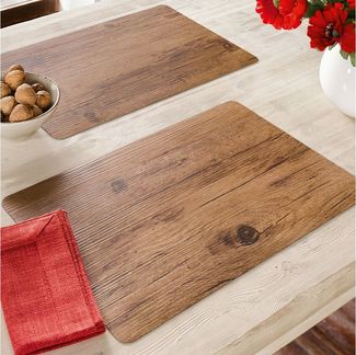 Home-trends24. de Platzset Platzmatte Platzset Holzoptik Tischset Platzdeckchen Tischdeko