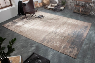 riess-ambiente Teppich MODERN ART XXL 350x240cm grau / beige, rechteckig, Höhe: 10 mm, Vintage · Baumwoll-Mischung · verwaschen · Wohnzimmer