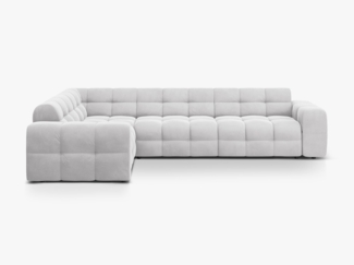 Micadoni Ecksofa Kendal 6-Sitzer Links Samt Magic Velvet Hellgrau