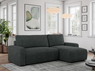 Ecksofa L-form, mit Schlaffunktion und Bettkasten - ARGOS - Dunkelgrau Stoff