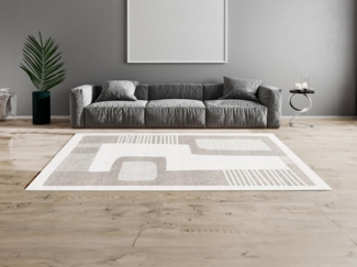 Vente-unique - Designer-Teppich mit abstraktem Muster - 160x230 cm - Grau & Beige - VENUSA