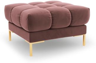 Micadoni Samtstoff Pouf Hocker Mamaia | Bezug Pink | Beinfarbe Gold Metal