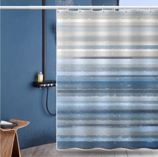 BYSURE Duschvorhang Breite 120 cm, schlichter, horizontal gestreifter, wasserdichter Duschvorhang
