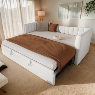 REDOM Polsterbett Doppelbett Schlafsofa (mit Ziehbett, 90x200cm (180x200cm) – Samtsofa, Einzel- & Doppelbett für Schlafzimmer & Gästezimmer, modernes Design, platzsparend), Ohne Matratze