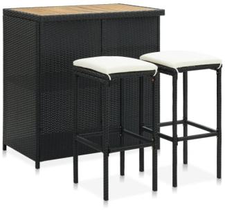 vidaXL 3-tlg. Bar-Set Poly Rattan Schwarz 313473