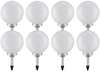 8x LED Solarleuchte, Kugel weiß, DM 20 cm, H 62 cm