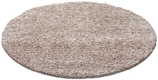 Carpettex Hochflor-Teppich Unicolor - Einfarbig, Rund, Höhe: 50 mm, Teppich Einfarbig Shaggy 50 mm Florhöhe Langflor Teppich Wohnzimmer