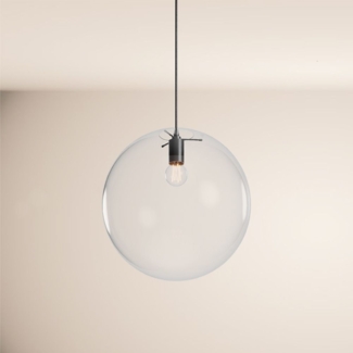 s.luce Orb Glaskugel Hängelampe 150cm Aufhängung Schwarz Klar Ø 40cm