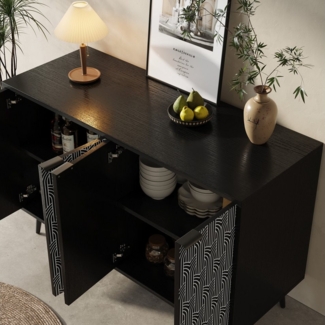 STILVORA Sideboard Wohnzimmerschrank mit viel stauraum,Beistellschrank Buffetschrank (Esszimmerschrank mit einzigartigem Geometrie-Design und Antikipp-Schutz – Moderner Aufbewahrungsschrank mit verstellbaren Trennwänden für Wohnzimmer und Esszimmer – R...