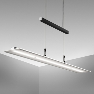 B.K.Licht LED Pendelleuchte dimmbar Hängeleuchte 85cm höhenverstellbar 95-175cm silber - BKL1001, LED fest integriert, Warmweiß, Deckenleuchte 20W 1600lm Esszimmerlampe Küchenlampe Lampenschirm Glas