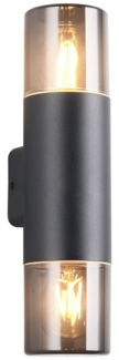 LED Außenwandleuchte Up and Down in Schwarz / Rauchfarbig, Höhe 33cm