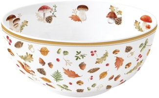 EasyLife Müslischale Autumn Breeze, Porzellan, Spülmaschinengeeignet, Weiß, Motiv: Herbst, Blätter, Eichhörnchen