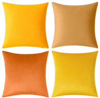 Qelus Kissenbezüge Kissen Bezug 45x45cm 4er Set Samt Kissenüberzug Einfach Pillowcase, Weihnachts Halloween Home Party Dekoration
