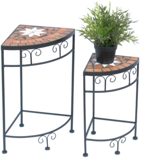 Blumenhocker Merano Mosaik 2er Set 12013 Blumenständer 42 und 52cm Eckregal Hocker