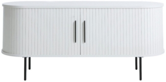 Liadomo Lowboard Uriel, Breite 120 cm, Schiebetüren, Lamellen, schwarz, weiß, Natur, smoked