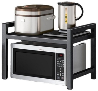 STILVORA Küchenregal Bäckerregal Erweiterbares Mikrowellenständer Standregal Gewürzregal, 2-Stufiges Ausziehbar arbeitsplatte Bäckerregale verstellbar 40-64cm 1-tlg, Standfest rutschfeste Füße für Küche Kleiderschrank Bad Garage Büro.