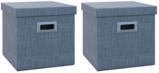 HOMCOM Truhe Faltbare Aufbewahrungsbox, 2er-Set (stapelbare Aufbewahrungswürfel aus Stoff, 2 St, 30 x 30 x 29 cm), Blau