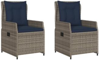 vidaXL Liegende Gartenstühle 2 Stk. Grau Poly Rattan 368659