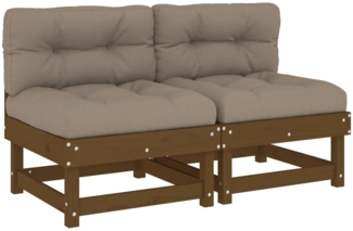 vidaXL Mittelsofas mit Kissen 2 Stk. Honigbraun Massivholz Kiefer 825460