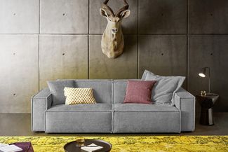 KAWOLA Sofa SAMU 2-Sitzer Stoff grau 72 x 106 x 236 cm