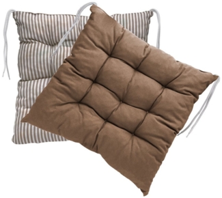 LILENO HOME Stuhlkissen - Wende Sitzkissen für Gartenstuhl oder Küchenstuhl 40 x 40 x 6 cm, Bequeme Indoor u. Outdoor Stuhlauflage als Stuhl Kissen Braun