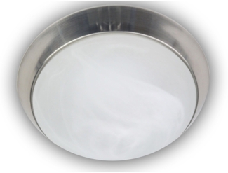 Deckenleuchte rund, Glas Alabaster, Dekorring Silber matt, Ø 30cm