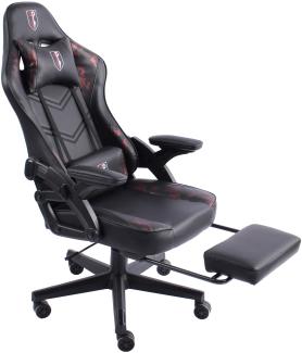 Gaming Stuhl im modernen Racing-Design mit ausziehbarer Fußstütze Gaming Chair mit verstellbaren Design Armlehnen ergonomischer Schreibtischstuhl mit extra Stützkissen Schwarz/Military -Rosa