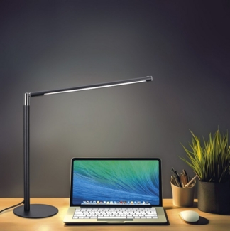 MeLiTec LED Schreibtischlampe LED-Schreibtischleuchte T186-2 schwarz mit Chrom-Applikationen, LED fest integriert, Einstellbar in 3 Stufen, 50.000 Schaltzyklen möglich, schwenkbar, dimmbar