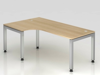Winkeltisch JS82 U-Fuß / 5-Fuß eckig 200x120cm 90° Eiche Gestellfarbe: Silber