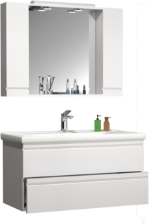 VCM Badmöbel Waschtisch Silora 919135 Weiß H. 125 x B. 100 x T. 46 cm