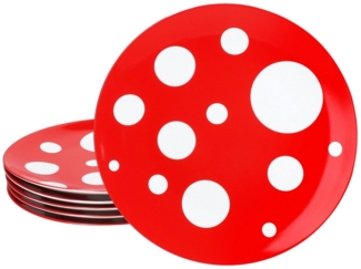 MamboCat Speiseteller 6er Set Pula rot Speiseteller Ø27cm Porzellan groß Essteller Punkte