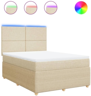 vidaXL Boxspringbett mit Matratze Creme 140x190 cm Stoff 3294349