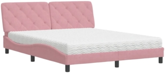vidaXL Bett mit Matratze Rosa 160x200 cm Samt 3208669