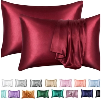 Coonoor Kissenbezüge 2 Stück Satin Kissenbezug Kissenhülle 50x75 cm