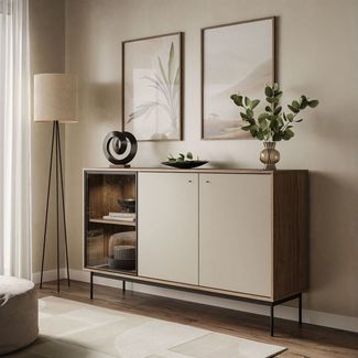 Lookway Kommode ISA 3D Sideboard mit drei Türen und LED-Beleuchtung, Breite: 151 cm