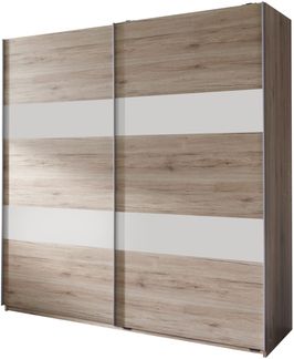 Kleiderschrank Chess in Eiche San Remo und Weiß - Schwebetürenschrank in verschiedenen Größen - Schwebetürenschrank 179 cm Breite