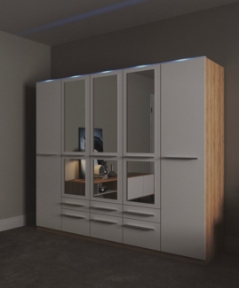 priess Kleiderschrank Schrank Garderobe Wäscheschrank Barcelona in 5 Breiten viel Stauraum, geräumige Schubkästen, mit Spiegel, MADE IN GERMANY