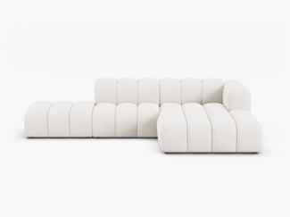 Micadoni Modulares Ecksofa offen Lupine 5-Sitzer Rechts Boucle Baloo Weiß