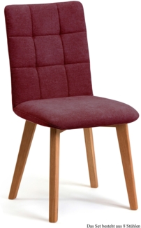 Esszimmerstuhl (8er-Set) Dareen 47 x 91 x 60 Eiche geölt/Marsala