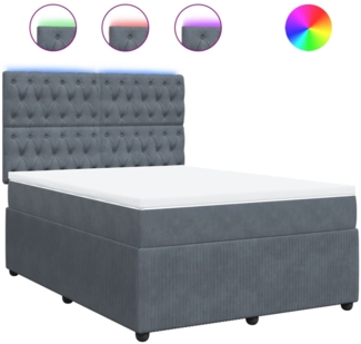vidaXL Boxspringbett mit Matratze Dunkelgrau 160x200 cm Samt 3294689