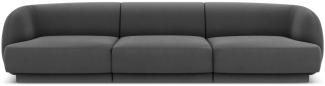 Micadoni 3-Sitzer Samtstoff Sofa Miley | Bezug Grey | Beinfarbe Black Plastic