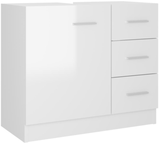 vidaXL Waschbeckenunterschrank Hochglanz-Weiß 63x30x54 cm Spanplatte 804190