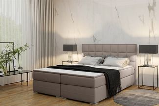 Boxspringbett PRATO Stoff Beige 180x200 cm