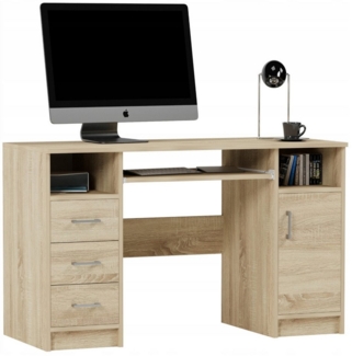 Home Collective Schreibtisch mit 3 Schubladen, Tastaturablage und Tür, 120x50x73 cm, Sonoma