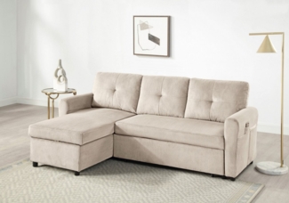 ATLANTIC home collection Schlafsofa Gustavo L-Form, B: 199 cm, mit Bettfunktion, Bettkasten & seitlichen Taschen