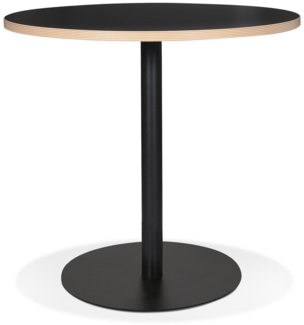 Kadima Design Runder Bistrotisch, Ø 80 cm, Melamin Holz & schwarzem Metallgestell, Schwarz, für Café