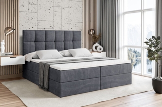 ALTDECOR Boxbett RICAR (mit Matratze Lattenrost Topper Polsterbett mit Bettkasten Doppelbett), H4 Multipocket / H3 Bonellfederung, Springboxbett Boxspringbett